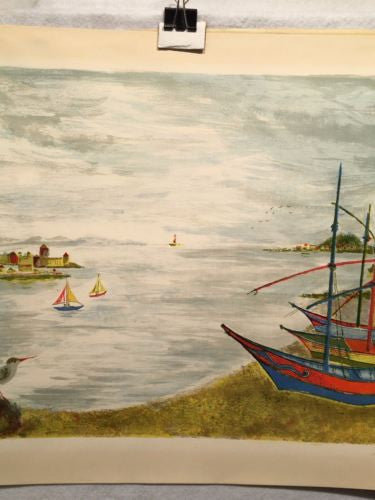 Judith Bledsoe Signed Lithograph Print - Sail Boats In Small Harbor   - TvMovieCards.com