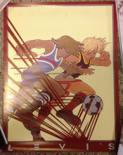 Vintage 1970s Levi's Strauss Soccer Poster Original Advertising 18.5 x 14.5   - TvMovieCards.com