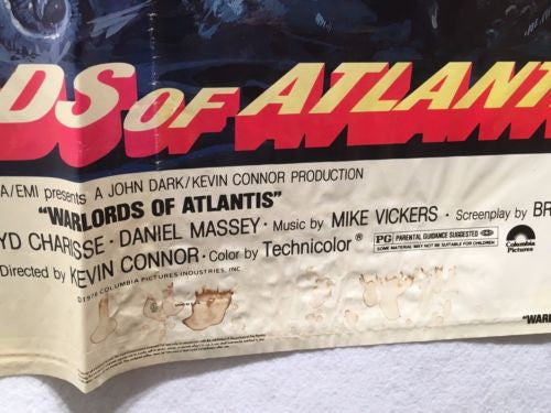 Original 1978 "Warlords of Atlantis"  1 Sheet Movie Poster 27"x 41" DOUG MCCLURE   - TvMovieCards.com