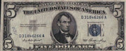 (3) 1953 Fr 1655 $5 Silver Certificates Blue Seal Lincoln Priest and Humphrey   - TvMovieCards.com