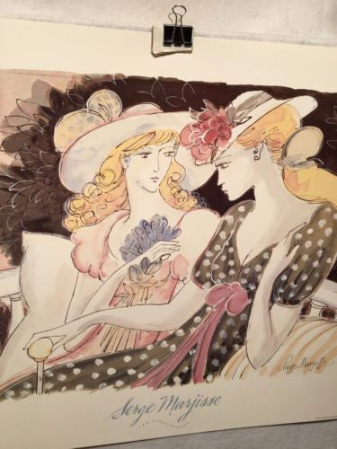Les Confidences- Serge Marjisse - Lithograph Art Print Poster 25.5 x 19.5   - TvMovieCards.com