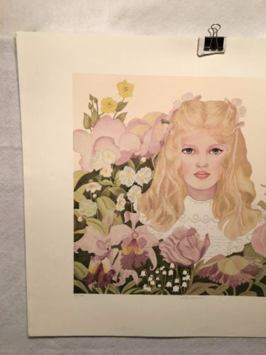 Miriam Ecker "Florescence" Young Girl in Flowers Signed Numbered 34/300 Print   - TvMovieCards.com