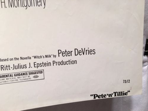 Original 1973 "Pete 'N' Tillie" 1 Sheet Movie Poster 27"x 41" Walter Matthau   - TvMovieCards.com