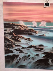 Vintage Gagnon Waves Crashing On Rocks Lithograph Signed Numbered 208/225 Print   - TvMovieCards.com