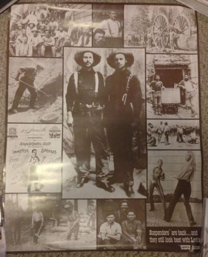 Vintage Levi's Strauss 1970s Suspenders Are Back Advertising Poster 28.5 x 22.5   - TvMovieCards.com