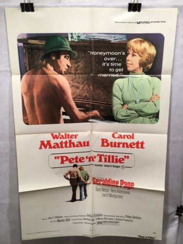 Original 1973 "Pete 'N' Tillie" 1 Sheet Movie Poster 27"x 41" Walter Matthau   - TvMovieCards.com