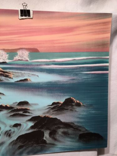 Vintage Gagnon Waves Crashing On Rocks Lithograph Signed Numbered 208/225 Print   - TvMovieCards.com