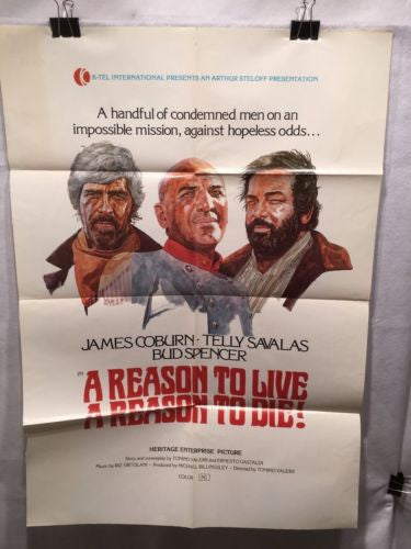Original 1972 "A Reason to Live A Reason to DIe!" 1 Sheet Movie Poster 27"x 41"   - TvMovieCards.com