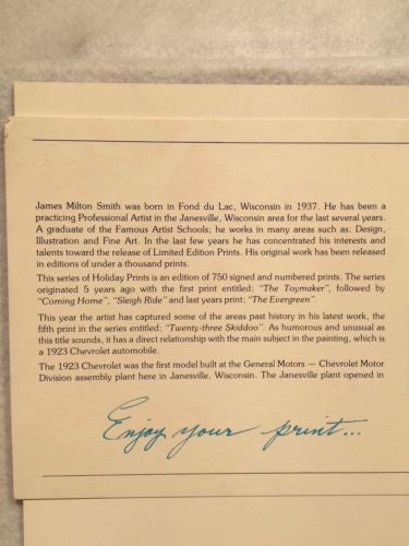 James Milton Smith "Twenty-Three Skiddoo" 1923 Chevrolet Signed Print 616/750   - TvMovieCards.com