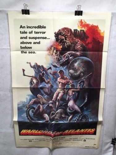 Original 1978 "Warlords of Atlantis"  1 Sheet Movie Poster 27"x 41" DOUG MCCLURE   - TvMovieCards.com