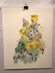 Vintage M Cole "Daffodils and Tulips" Lithograph Signed Numbered 58/350 Print   - TvMovieCards.com
