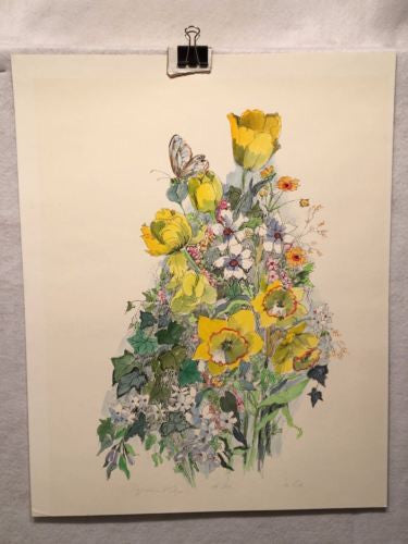 Vintage M Cole "Daffodils and Tulips" Lithograph Signed Numbered 58/350 Print   - TvMovieCards.com