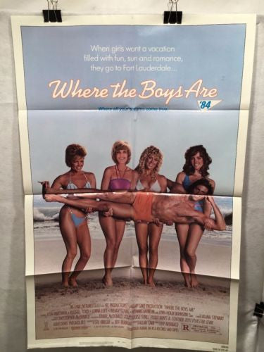Original 1984 "Where the Boys Are" 1 Sheet Movie Poster 27"x 41" Lisa Hartman   - TvMovieCards.com