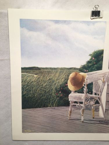 Vintage Tom Mielko - Sun Hat On White Wicker Chair Print Signed Numbered 277/295   - TvMovieCards.com