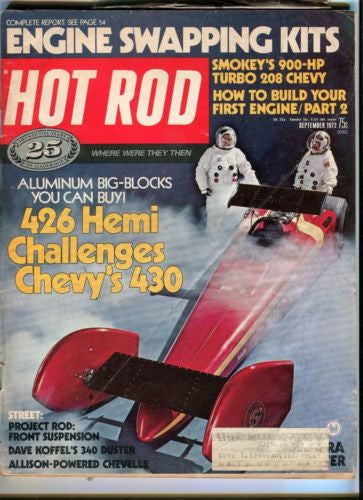 1972 September Hot Rod Magazine March Back Issue - 426 Hemi Challenges Chevy 430   - TvMovieCards.com