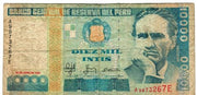 1988 Banco Central De Reserva Del Peru 10000 Diez Mil Intis Banknote Pick 140   - TvMovieCards.com