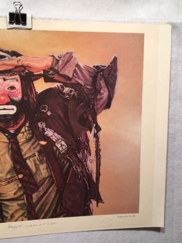 Emmett Kelly "Looking out to See" Signed Lithograph Print Robert Blottiaux   - TvMovieCards.com
