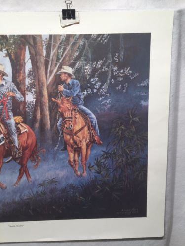 Vintage Western Wayne Hovis Print "Double Trouble" Signed Numbered 10/500   - TvMovieCards.com