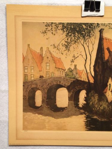 Soleil De Juin After Julien Celos Lithograph Print - Canal Scene - No. 12408   - TvMovieCards.com