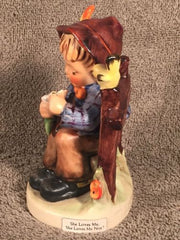 Goebel Hummel Figurine #174 "She Loves Me She Loves Me Not" TMK5 Germany 4.25"   - TvMovieCards.com