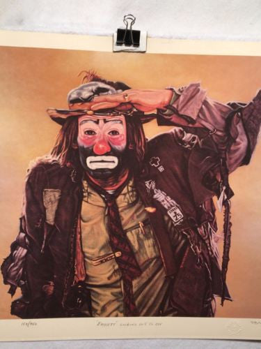 Emmett Kelly "Looking out to See" Signed Lithograph Print Robert Blottiaux   - TvMovieCards.com