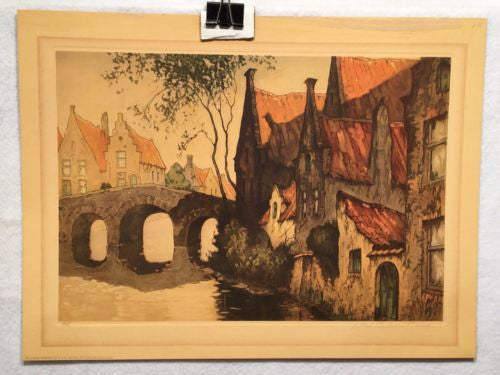 Soleil De Juin After Julien Celos Lithograph Print - Canal Scene - No. 12408   - TvMovieCards.com