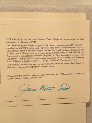 James Milton Smith "Twenty-Three Skiddoo" 1923 Chevrolet Signed Print 616/750   - TvMovieCards.com