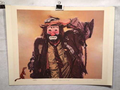 Emmett Kelly "Looking out to See" Signed Lithograph Print Robert Blottiaux   - TvMovieCards.com