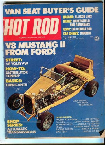 1974 June Hot Rod Magazine March Back Issue - V8 Mustang II from Ford   - TvMovieCards.com