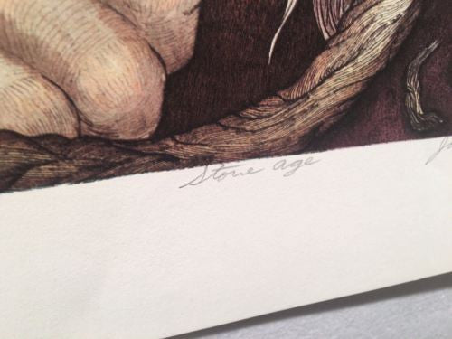Vintage John Longendorfer "Stone Age" Lithograph Print Signed Numbered 189/275   - TvMovieCards.com