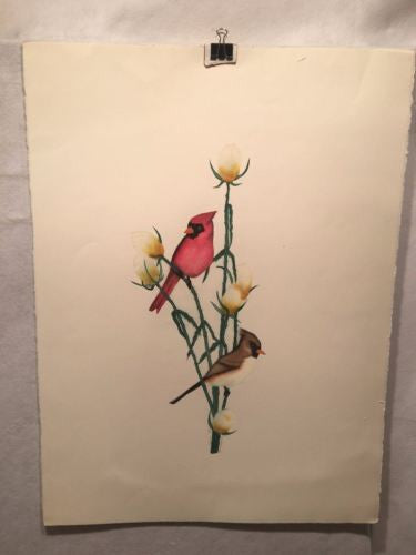 Vintage Laura Nevin "Cardinals" Etching Lithograph Print Signed Numbered 85/100   - TvMovieCards.com