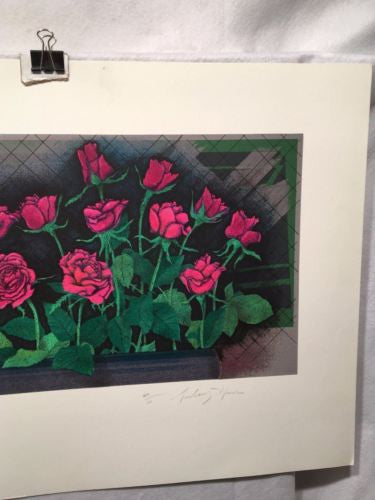 Vintage Sidney Harr? Roses Windowsill Lithograph Signed Numbered 60/101 Print   - TvMovieCards.com