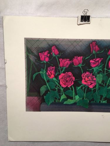 Vintage Sidney Harr? Roses Windowsill Lithograph Signed Numbered 60/101 Print   - TvMovieCards.com