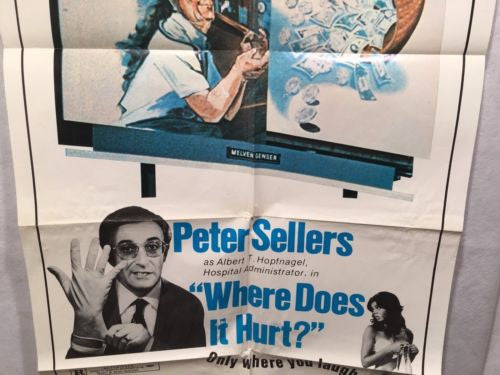 Original 1972 "Where does it hurt?" 1 Sheet Movie Poster 27"x 41" Peter Sellers   - TvMovieCards.com