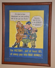 1942 WWII US War Bond Poster Hitler Framed "For Victory 10%" 21" x 16"   - TvMovieCards.com