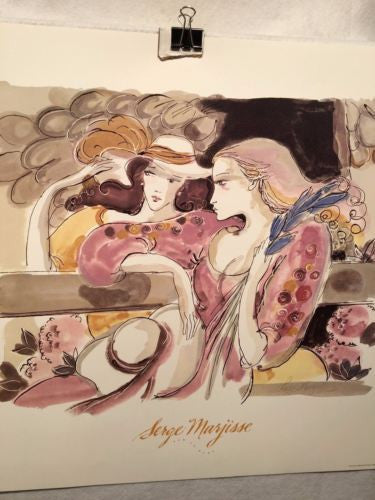Sur Le Banc - Serge Marjisse - Lithograph Art Print Poster 24 x 20   - TvMovieCards.com