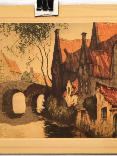 Soleil De Juin After Julien Celos Lithograph Print - Canal Scene - No. 12408   - TvMovieCards.com
