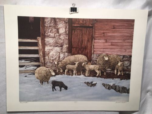 Vintage 1980 Gualo H. Lubeck "New Generation" Sheep Print Signed Numbered 63/275   - TvMovieCards.com