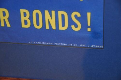 1942 WWII US War Bond Poster Hitler Framed "For Victory 10%" 21" x 16"   - TvMovieCards.com