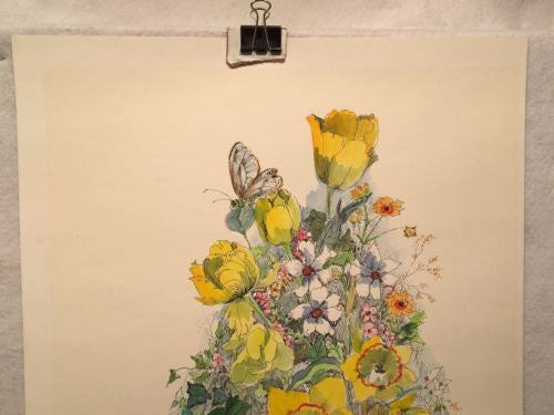 Vintage M Cole "Daffodils and Tulips" Lithograph Signed Numbered 58/350 Print   - TvMovieCards.com