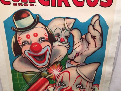 Original 1950s Clyde Beatty Cole Bros Circus Poster Clowns Dynamite Linen Backed   - TvMovieCards.com