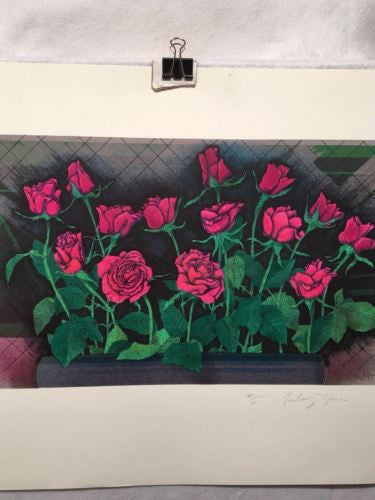 Vintage Sidney Harr? Roses Windowsill Lithograph Signed Numbered 60/101 Print   - TvMovieCards.com