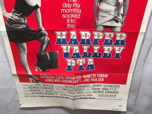 1978 Harper Valley PTA Style B One Sheet Original Movie Poster 27x41   - TvMovieCards.com