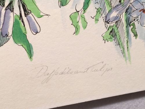Vintage M Cole "Daffodils and Tulips" Lithograph Signed Numbered 58/350 Print   - TvMovieCards.com