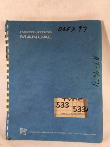 Tektronix Type 533-533A Oscilloscope Instruction / Service Manual P/N 070-258   - TvMovieCards.com