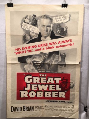 Original 1950 The Great Jewel Robber Movie Poster 27 x 41 Great for Decor   - TvMovieCards.com