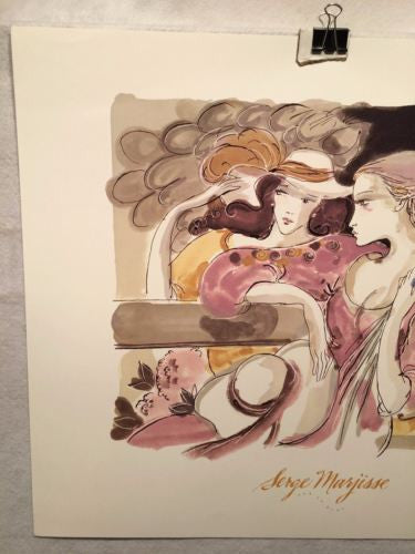 Sur Le Banc - Serge Marjisse - Lithograph Art Print Poster 24 x 20   - TvMovieCards.com