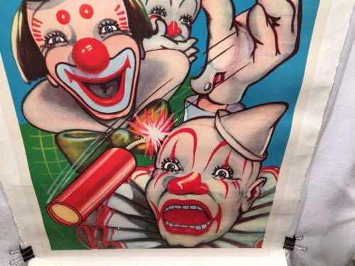Original 1950s Clyde Beatty Cole Bros Circus Poster Clowns Dynamite Linen Backed   - TvMovieCards.com
