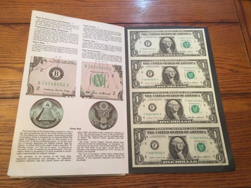 1985 $1 Uncut Sheet of 4 - F/A Block - 99863692 Bureau of Engraving & Printing   - TvMovieCards.com