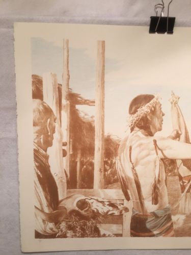 Vintage Western Indian Artwork William Nelson Signed in Pencil "Sun Dance Chief"   - TvMovieCards.com